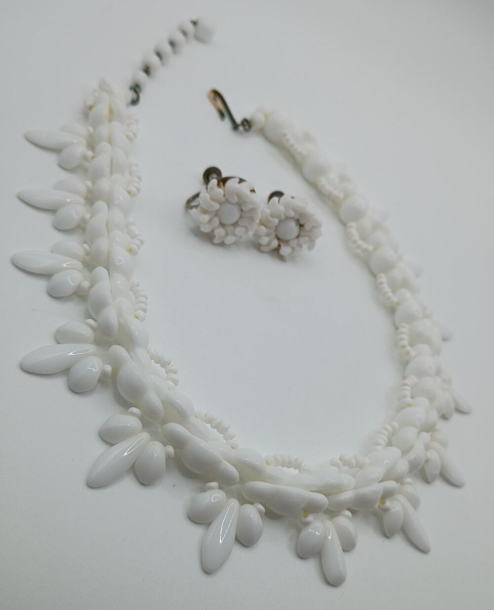 Vintage West Germany Milk Glass Jewelry Set